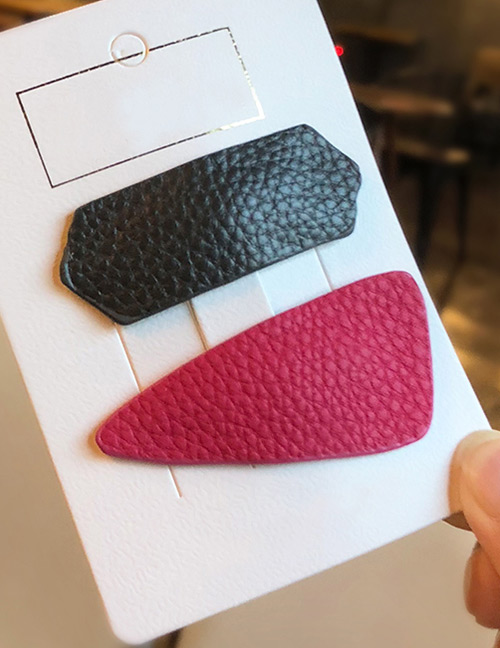 Fashion Plum Red+dark Gray Geometry Shape Decorated Hair Clip