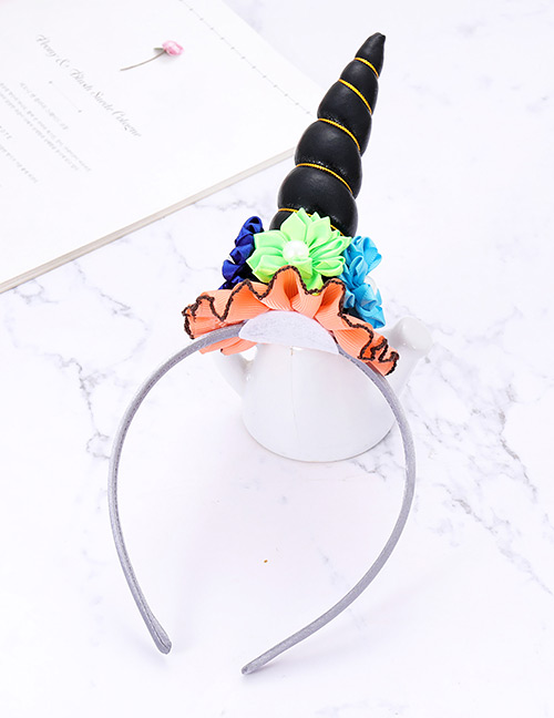 Fashion Black Flower&unicorn Shape Decorated Hair Hoop