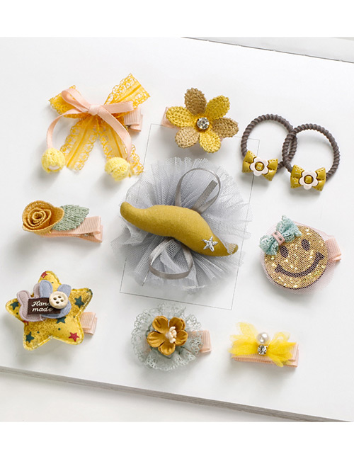 Fashion Yellow Star&flower Shape Decorated Hair Band (10 Pcs )