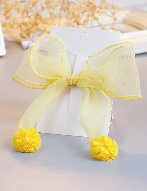 Fashion Yellow Pom Ball Decorated Pure Color Hair Clip