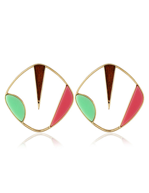 Elegant Multi-color Square Shape Design Color Matching Earrings