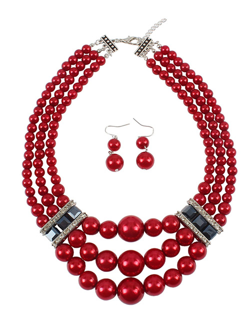Fashion Red Pure Color Decorated Jewelry Set