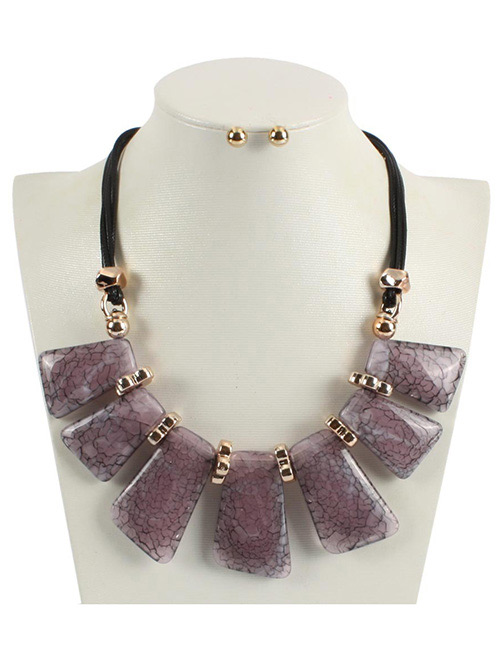 Fashion Pink Square Shape Decorated Necklace