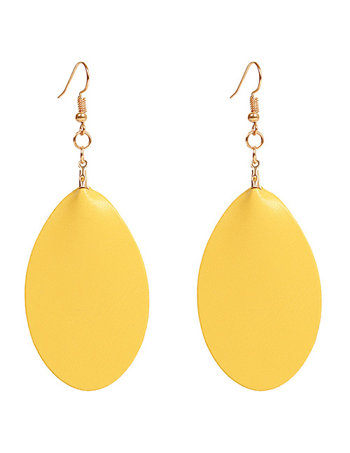 Simple Yellow Pure Color Decorated Earrings