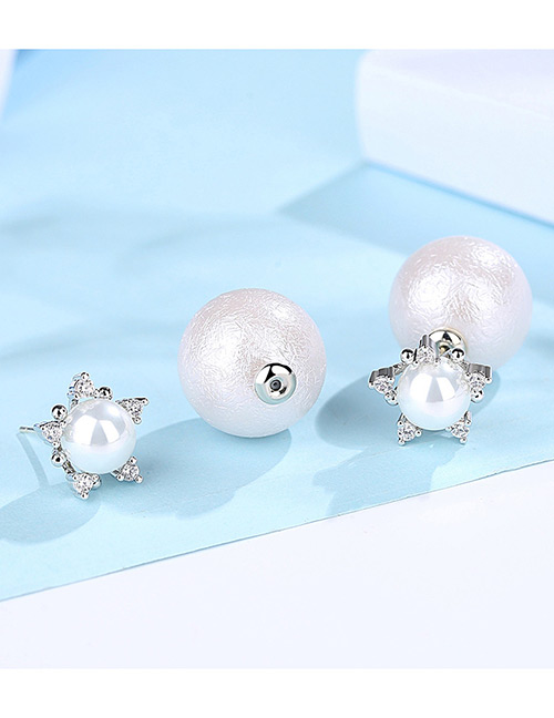 Fashion Silver Color+white Star Shape Decorated Earrings