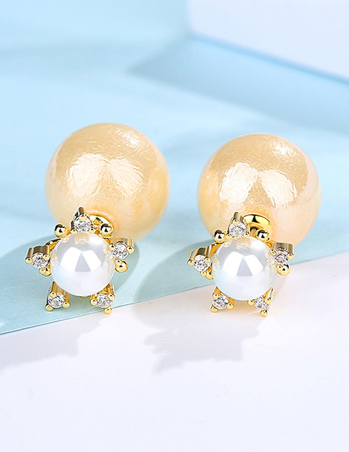 Fashion Beige+gold Color Star Shape Decorated Earrings