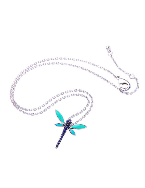 Elegant Silver Color Dragonfly Pendant Decorated Necklace