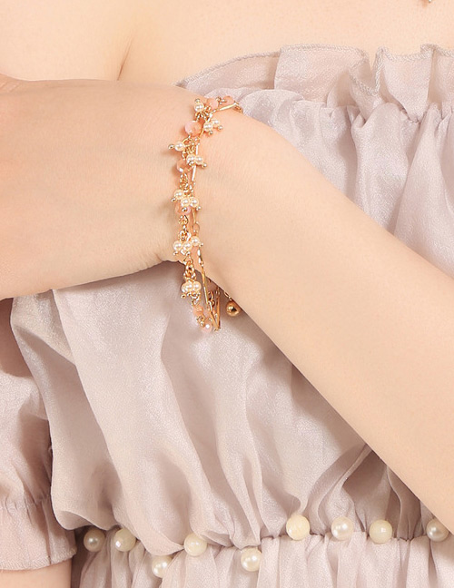 Elegant Pink Beads&pearls Decorated Bracelet
