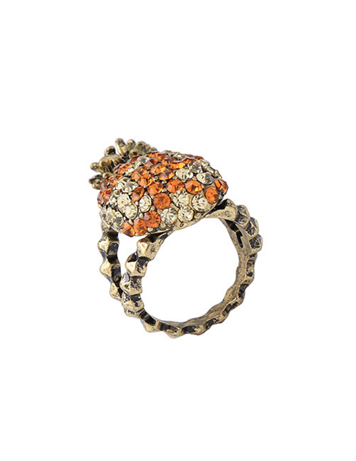 Elegant Gold Color+orange Pineapple Shape Design Simple Ring