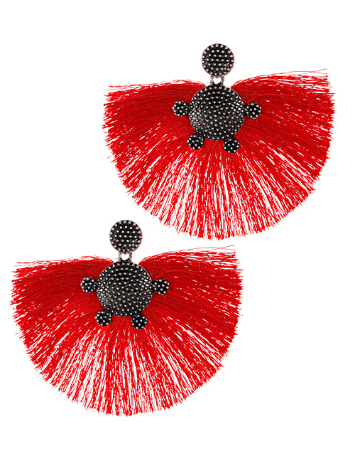 Elegant Red Tortoise Decorated Tassel Earrings
