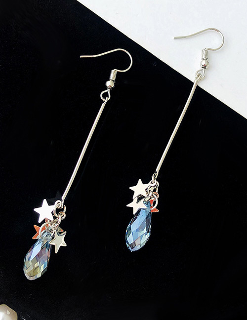 Elegant Silver Color Diamond&star Decorated Long Earrings