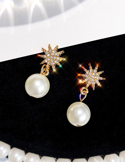 Elegant Gold Color Star&pearls Decorated Earrings