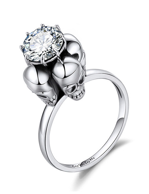 Fashion White Skull&diamond Decorated Pure Color Ring