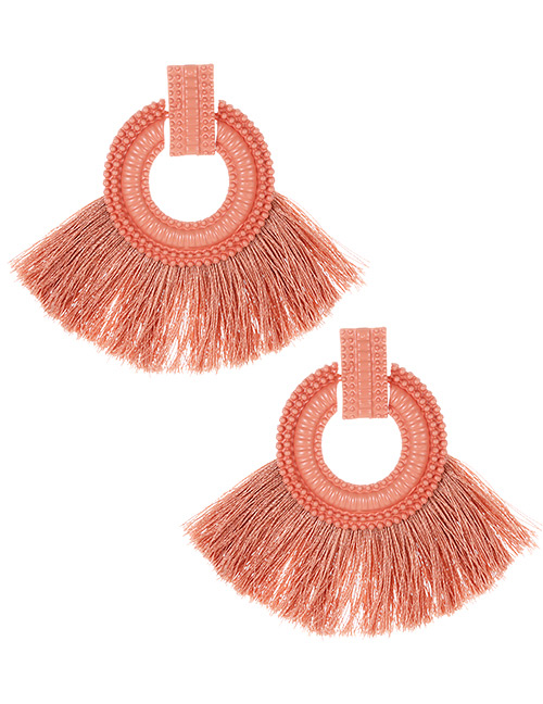 Fashion Pink Pure Color Design Tassel Earrings