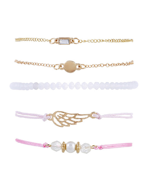 Fashion Gold Color Wing&beads Decorated Bracelet Sets(4pcs)