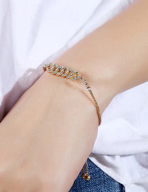 Fashion Gold Color Full Diamond Decorated Adjustable Bracelet