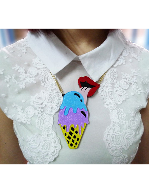 Fashion Multi-color Tongue&ice Cream Pendant Decorated Necklace