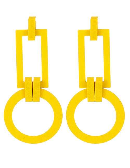 Fashion Yellow Geometric Shape Design Long Earrings