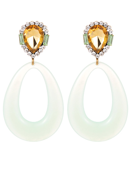 Fashion Light Green Water Drop Shape Design Hollow Out Earrings