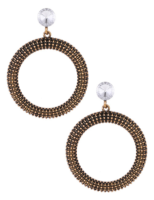 Fashion Gold Color Circular Ring Shape Design Earrings