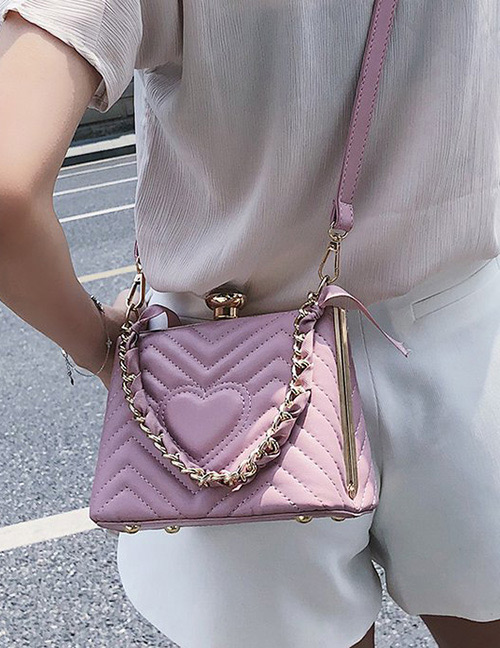 Lovely Pink Heart Pattern Decorated Pure Color Bag