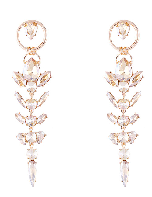 Elegant Gold Color Full Diamond Decorated Long Earrings