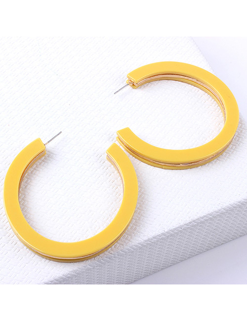 Elegant Yellow C Shape Design Pure Color Earrings