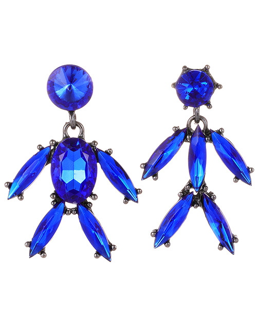 Fashion Sapphire Blue Pure Color Design Irregular Shape Earrings