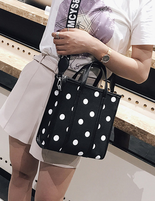 Fashion Black Dots Pattern Decorated Square Shape Bag