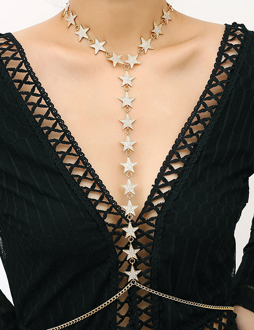Fashion Gold Color Star Shape Decorated Body Chain