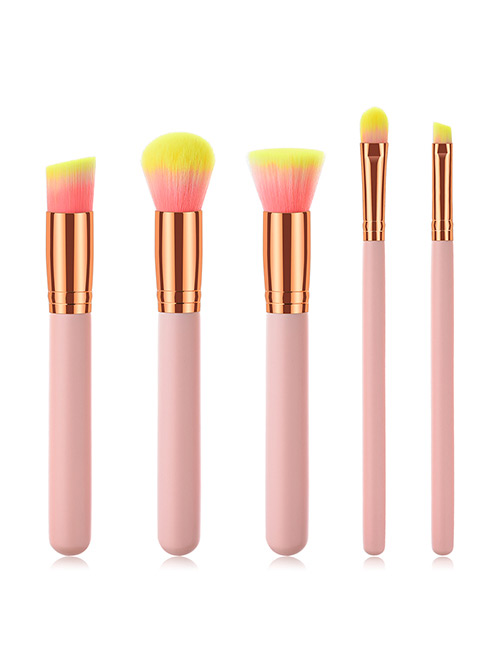 Fashion Pink Round Shape Decorated Makeup Brush(5pcs)