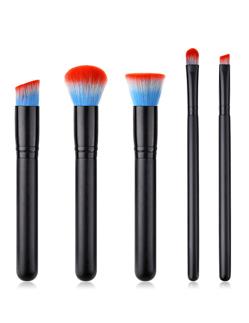 Fashion Black Flat Shape Decorated Makeup Brush(5pcs)