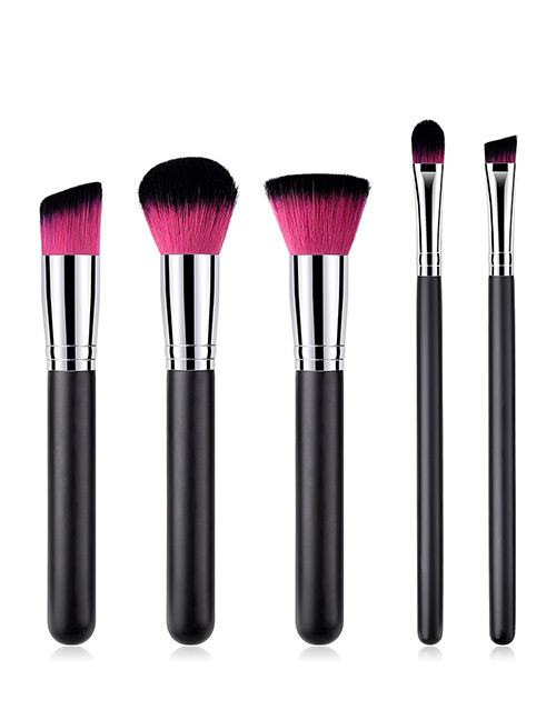 Fashion Black Round Shape Decorated Makeup Brush(5pcs)
