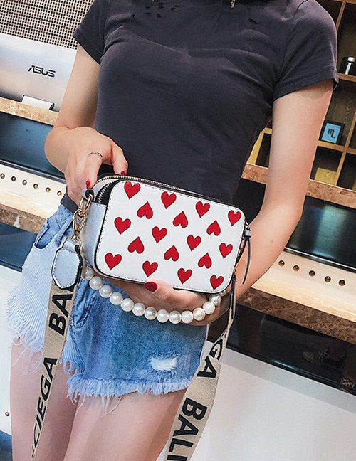 Fashion White Heart Pattern Decorated Bag
