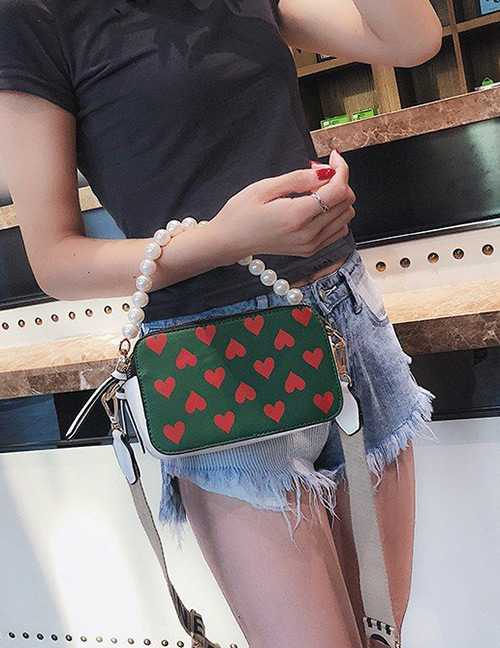 Fashion Green Heart Pattern Decorated Bag