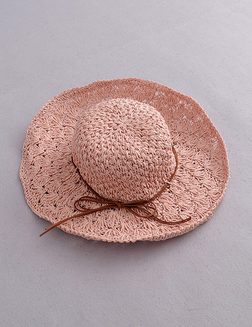 Fashion Pink Hollow Out Design Pure Color Hat