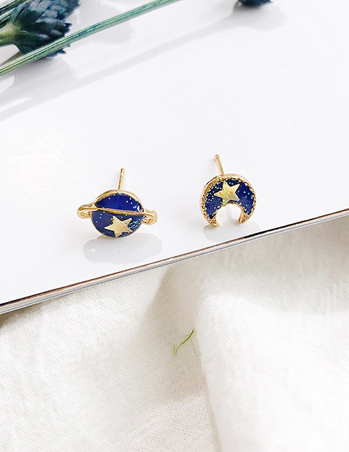 Fashion Blue Moon&star Shape Decorated Earrings