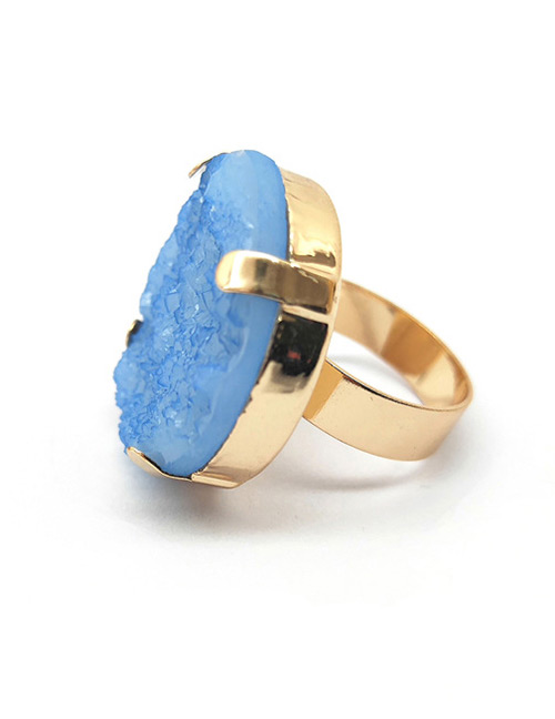 Fashion Blue Round Shape Decorated Opening Ring