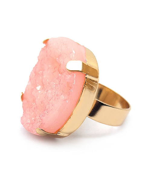 Fashion Pink Round Shape Decorated Opening Ring