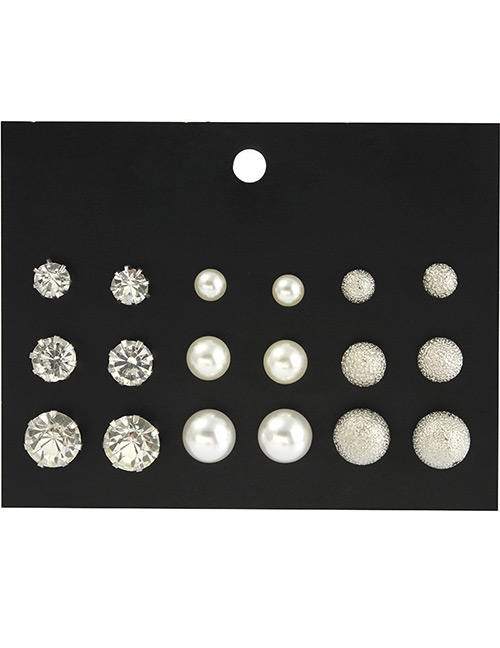 Fashion Silver Color Round Shape Decorated Earrings Sets(9 Pairs)