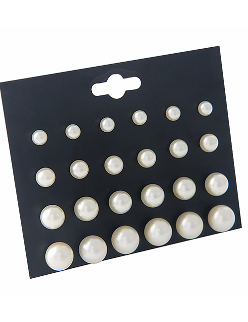 Fashion White Pure Color Decorated Earrings Sets(12 Pairs)