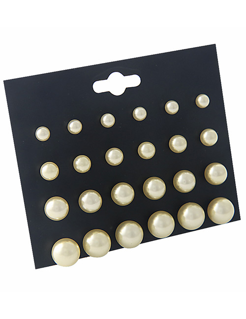 Fashion Beige Pure Color Decorated Earrings Sets(12 Pairs)
