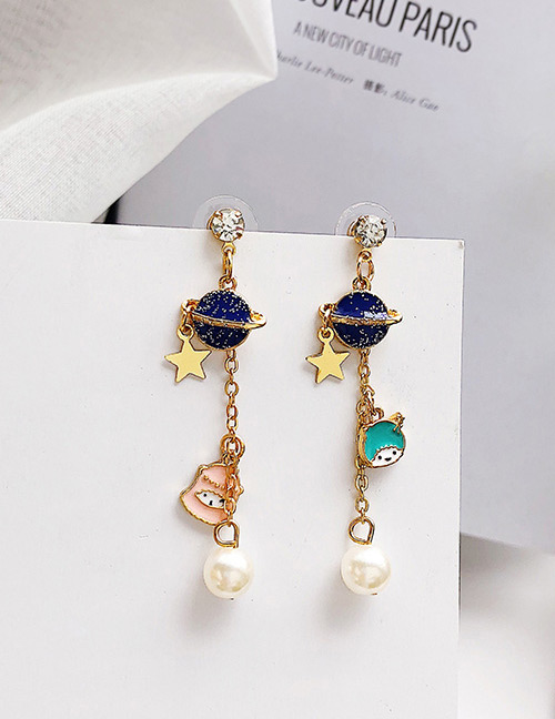 Fashion Multi-color Star Shape Decorated Tassel Earrings