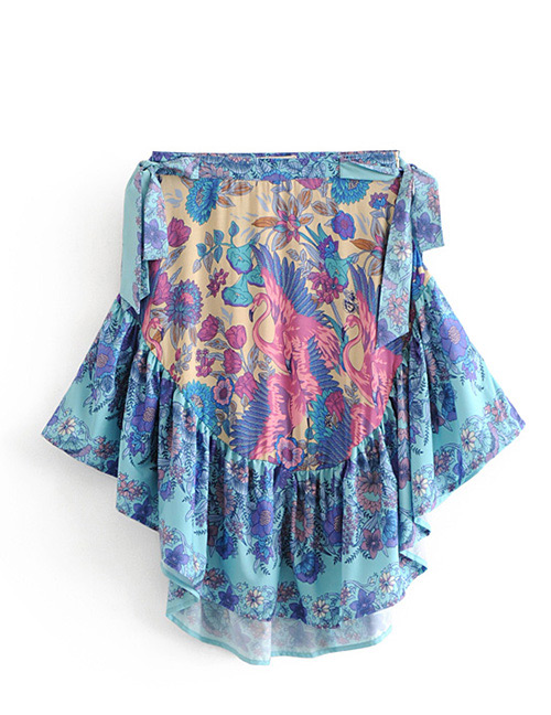 Fashion Multi-color Flamingos Pattern Decorated Skirt