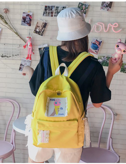 Fashion Yellow Ice Cream Pattern Decorated Backpack