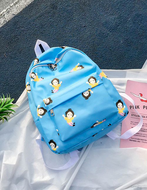Fashion Blue Girl Pattern Decorated Backpack