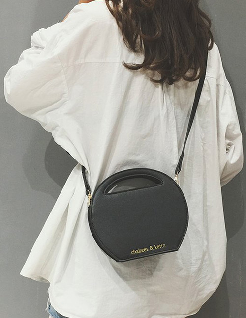 Fashion Black Round Shape Decorated Shoulder Bag