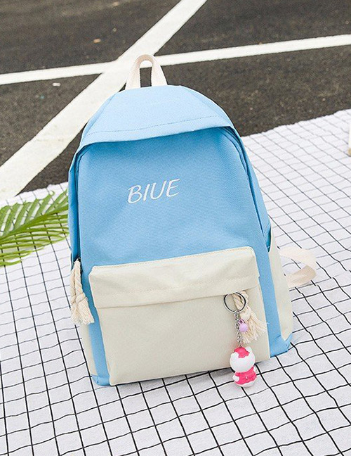 Fashion Blue Letter Pattern Decorated Backpack