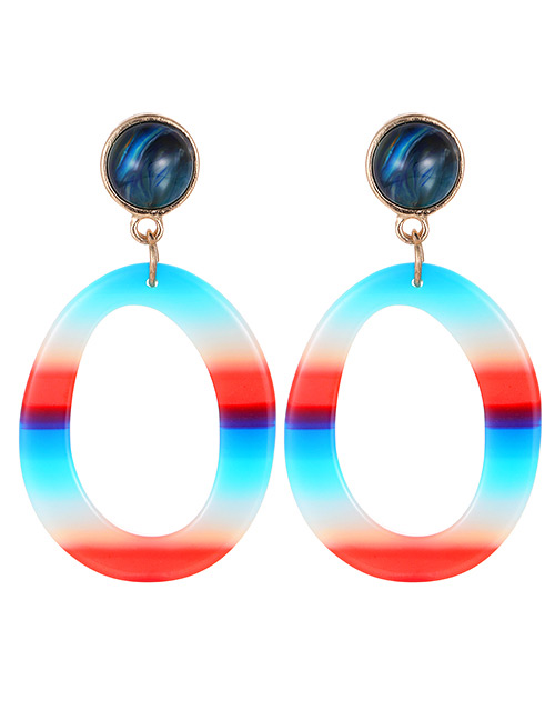 Fashion Navy Circular Ring Shape Decorated Earrings