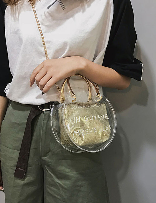 Fashion Gold Color Letter Pattern Decorated Shoulder Bag